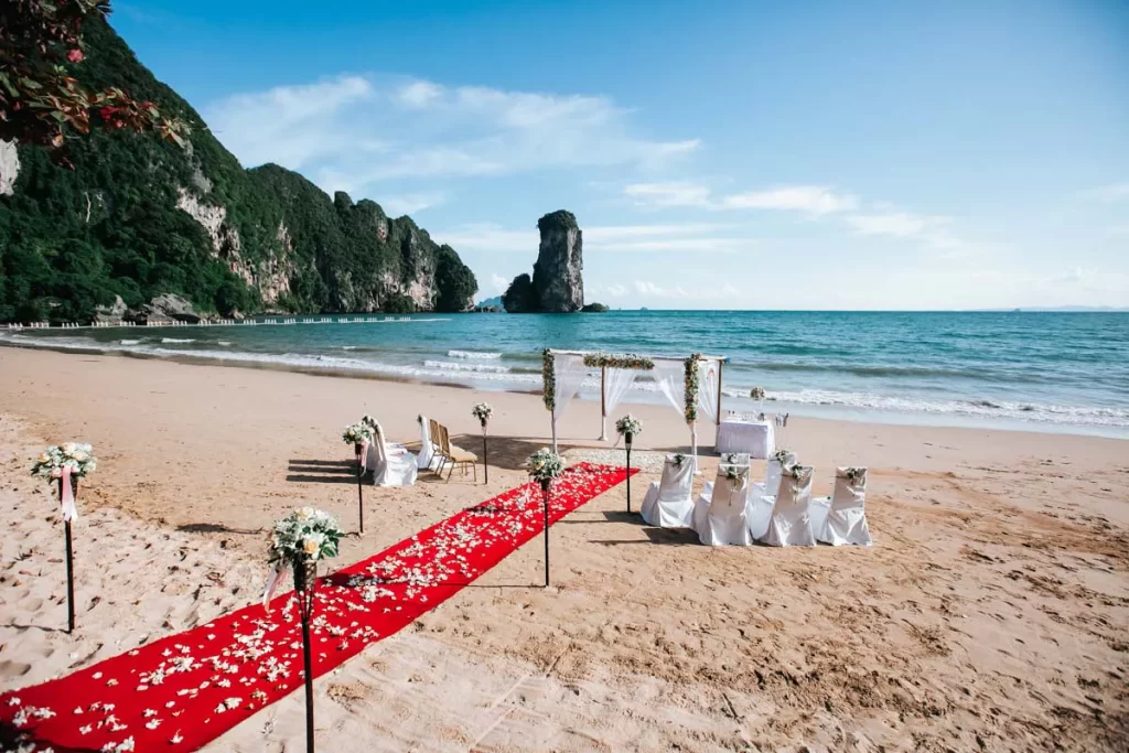 wedding in Krabi flower setup at Centara grand beach resort and Spa Krabi Thailand.