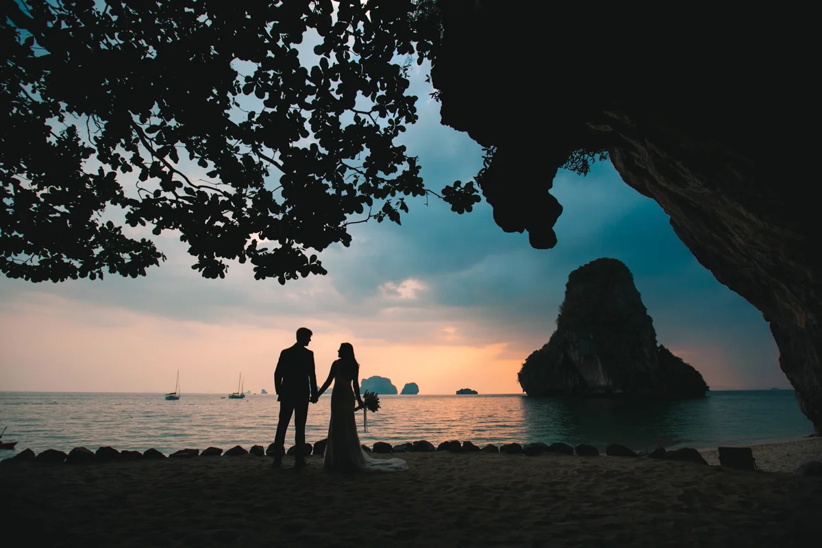 Wedding couple photo of Jenifer and Dallas at the Grotto Cave at Rayavadee hotel , Krabi