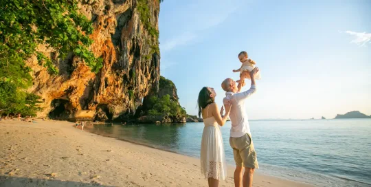 Family photo shooting for Alexandra 's family at Pra Nang Beach , Krabi