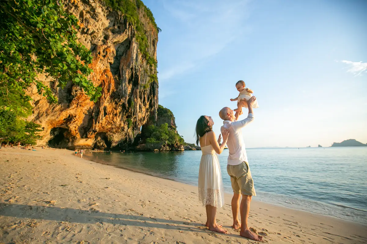Family photo shooting for Alexandra 's family at Pra Nang Beach , Krabi
