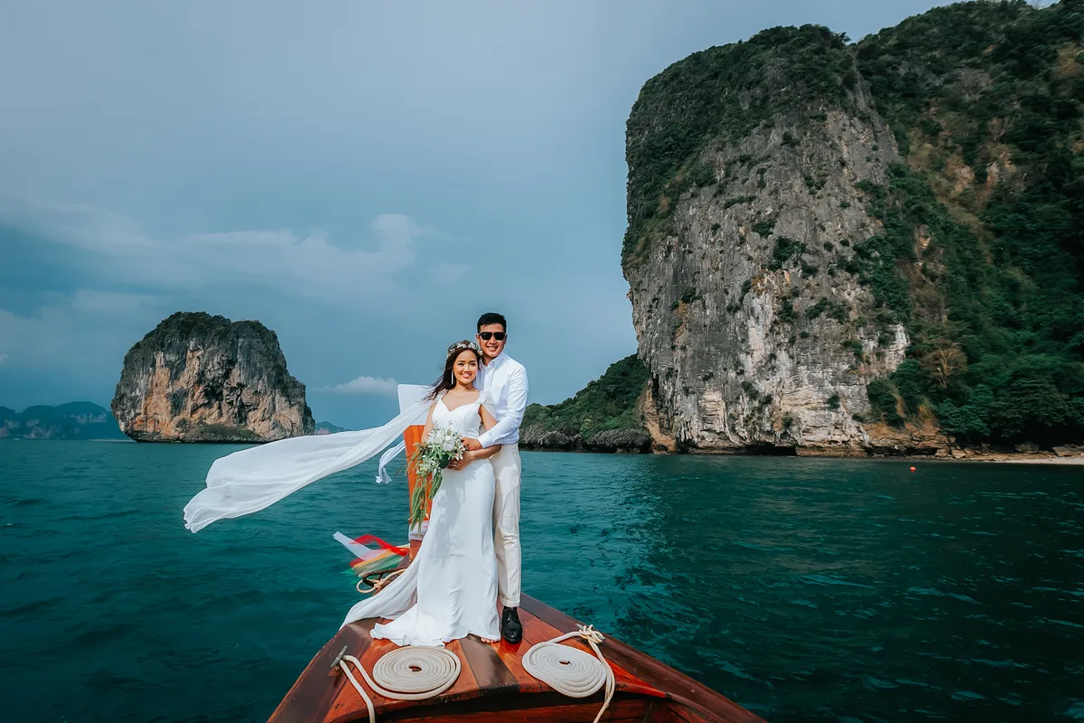 Pre Wedding Photography in Krabi by Long Tail boat at Koh Porda , Koh Kai, Railay of Ethan Nay & Tisa