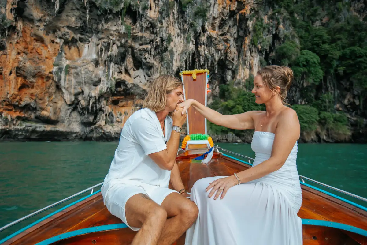 Private Vow2-0234 Private Vows of Eric and Corrine by long tail boat around Railay and Pra Nang beach