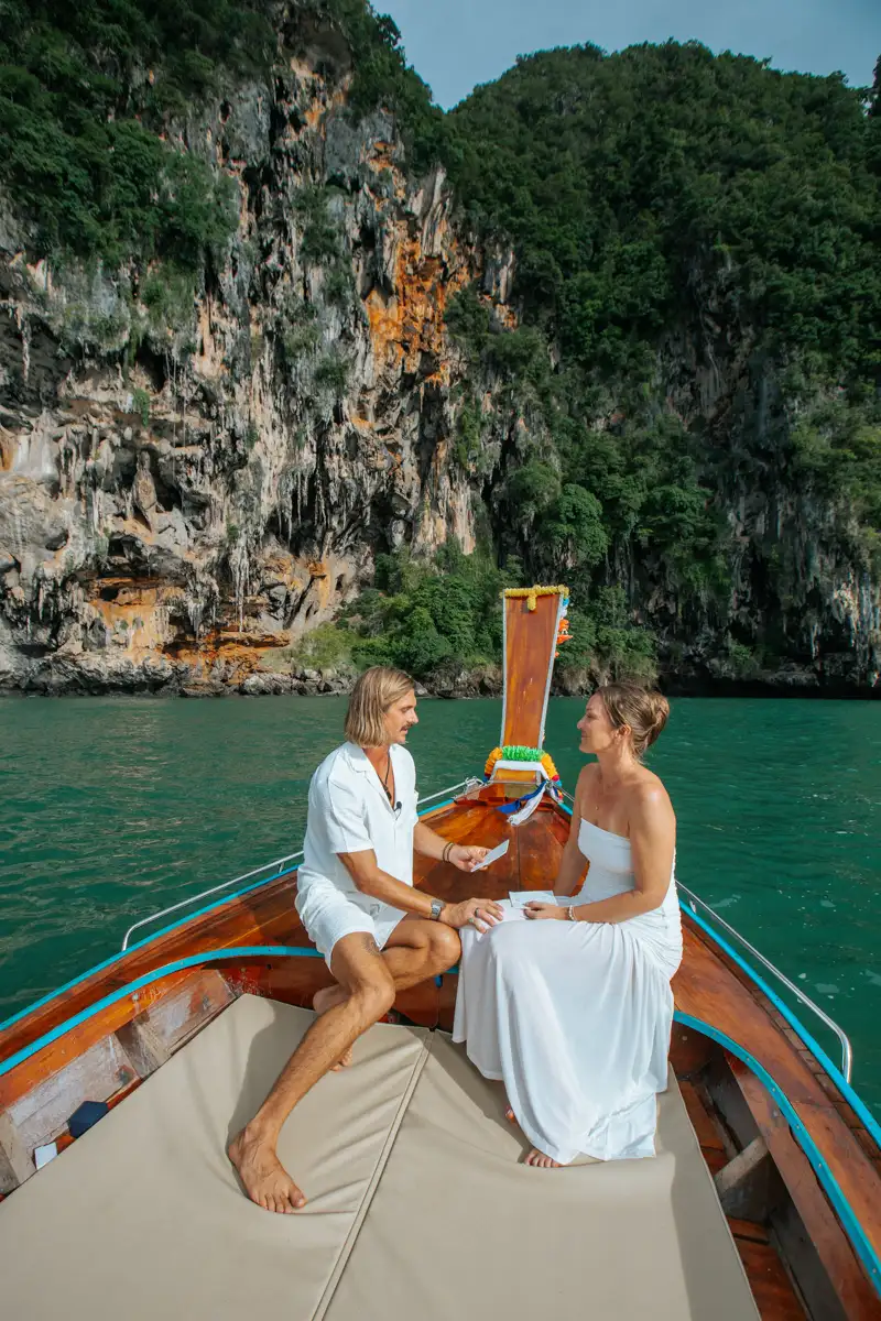 Private Vow2-0236 Private Vows of Eric and Corrine by long tail boat around Railay and Pra Nang beach